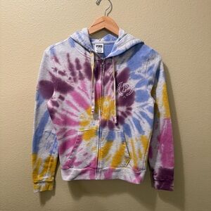 Women’s Small Victoria’s Secret PINK Multicolor Tie Dye Full Zip Hoodie